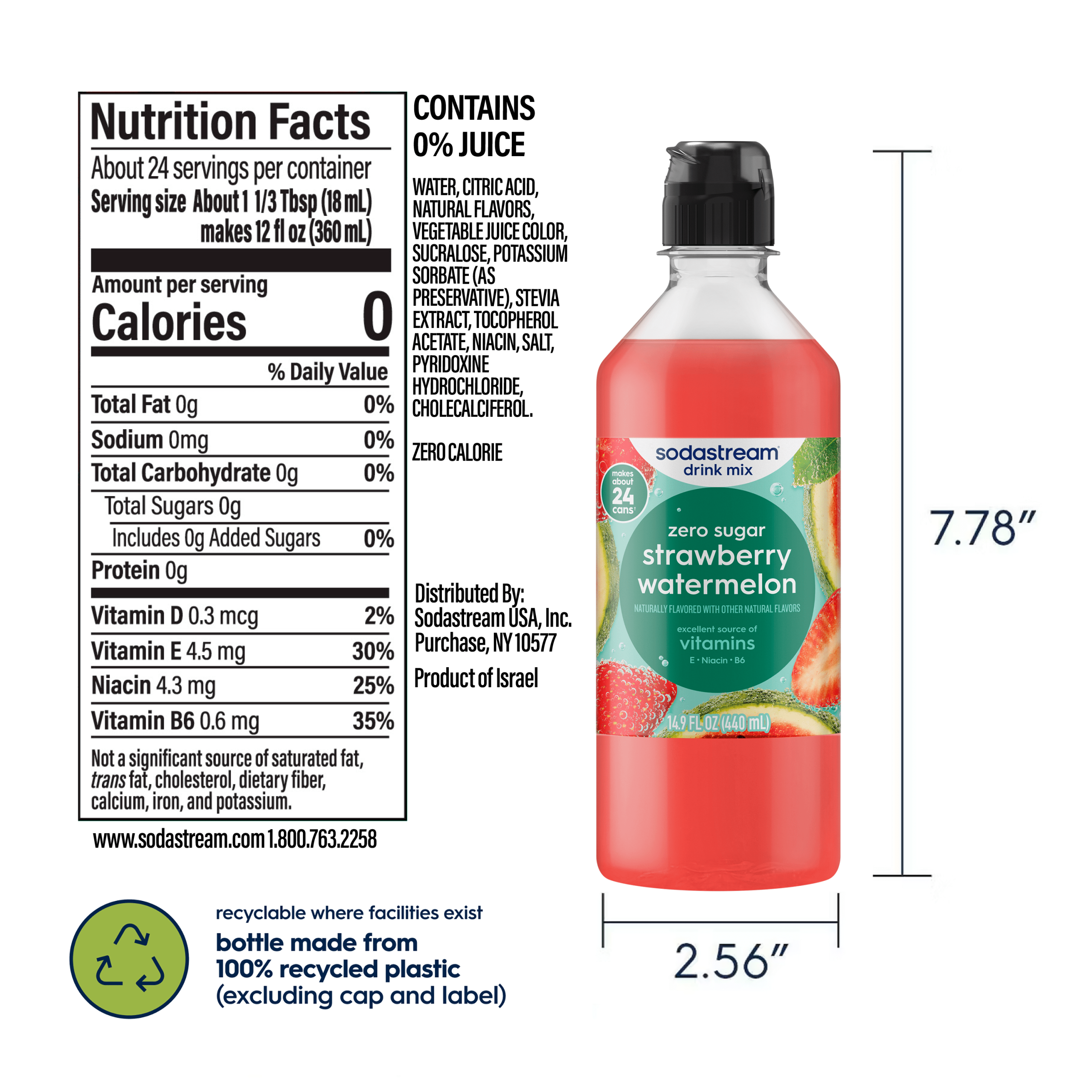 Sodastream Classics? Strawberry & Watermelon Zero Sugar Drink Mix 440ml - Image 6